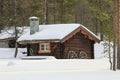 Old timber house covered with snow Royalty Free Stock Photo