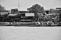 Old time Bangkok in black and white colors.
