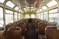 Old time bus cabin with seats Royalty Free Stock Photo