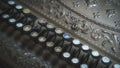 Old-time cash register in a shop. Close - up Royalty Free Stock Photo