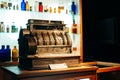 Old-time cash register in a shop. Royalty Free Stock Photo