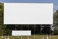 Old Time Drive-In Movie Theater with blank white screen for copy space or advertising Royalty Free Stock Photo