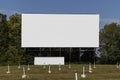 Old Time Drive-In Movie Theater with blank white screen for copy space or advertising Royalty Free Stock Photo