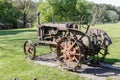 Old-time iron tractor Royalty Free Stock Photo