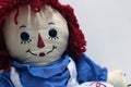 Old Time Rag Doll on white background, Ghost mystic doll. Scary horror.