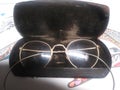 Old time reading glasses with case Royalty Free Stock Photo