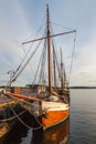 Old time ship or boat at harbour. Norway Royalty Free Stock Photo