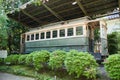 The old-time streetcar display of Shinen inside the Heian-Jingu shrine. Kyoto Japan Royalty Free Stock Photo