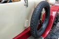 Old timer car Laurin and Klement 100. Year of manufacture 1922, spare tire detail