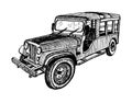 Old Timer car 4 wd classic sketch graphics Royalty Free Stock Photo
