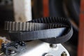 Old Timing belt expire.Engine autopart Royalty Free Stock Photo