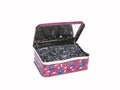 An old tin box full of Shoe nails Royalty Free Stock Photo