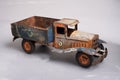 old tin cargo truck tin toy from the year 1950 faded profile Royalty Free Stock Photo