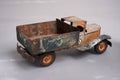 old tin cargo truck tin toy from the year 1950 faded profile Royalty Free Stock Photo