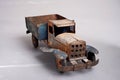 old tin cargo truck tin toy from the year 1950 faded profiletin Royalty Free Stock Photo