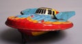 Old tin toy with battery from the 1950s space rocket from the planet Mars Royalty Free Stock Photo