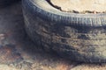 Old tire dirty used tire Royalty Free Stock Photo