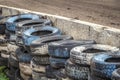 Old tires for safety Royalty Free Stock Photo