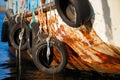 Old tires on ship Royalty Free Stock Photo