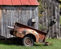 Old Tobacco Red Roof Barn with Old Car Royalty Free Stock Photo