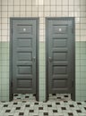 Old toiler doors in public factory wc