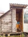 An old toilet wooden outhouse privy in the garden Royalty Free Stock Photo