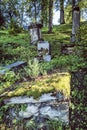 Old tomb stones, wooden articular church of Lestiny, Slovakia Royalty Free Stock Photo