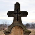 Old tombstone cross of the First World War   autumn forest Royalty Free Stock Photo