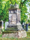 Old tombstone on the Stadtgottesacker city cemetery in Halle Saale, Germany Royalty Free Stock Photo