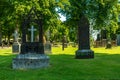 Old tombstones in a beautiful cemetery in Sweden Royalty Free Stock Photo