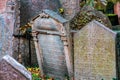 Old tombstones in the Jewish cemetery in Prague.