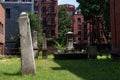 Old Tombstones at Saint Patrick`s Old Cathedral Churchyard Cemetery in Nolita of New York City Royalty Free Stock Photo