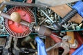 Old tools in a metal box. Royalty Free Stock Photo