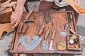 Old tools of the shoemaker Royalty Free Stock Photo