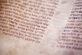 Old torah scroll book close up detail. Torah Jewish People Royalty Free Stock Photo