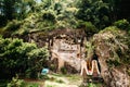 Old torajan burial site in Lemo, Tana Toraja, Sulawesi, Indonesia. The cemetery with coffins placed in caves