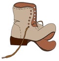 Old torn lace-up boot Royalty Free Stock Photo