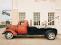 Old tow truck at the Conoco Tower Station on Route 66 in Shamrock, Texas Royalty Free Stock Photo