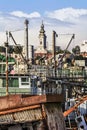 Old Towboats Cranes Barges And Dredgers At Ship Junkyard On Sava River At Savamala - Belgrade - Serbia