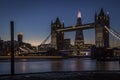 Tower Bridge in London at night or sunset Royalty Free Stock Photo