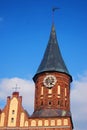 Old tower of Cathedral Church in Kaliningrad on Kant island. Royalty Free Stock Photo