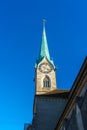 Tower clock of Fraumunster church, Zurich, Switzerland Royalty Free Stock Photo
