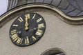 An old tower clock shows the time Royalty Free Stock Photo