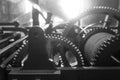 Old tower clockwork black and white Royalty Free Stock Photo