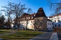 Old tower in downtown of Klatovy, Czechia