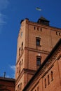 Old tower in a historical complex in Radomyshl, Ukraine. Old red brick tower Royalty Free Stock Photo
