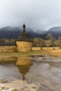 Old tower on mountains background