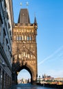 Old tower at one end of Charles bridge - Prague Royalty Free Stock Photo