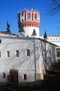 Old tower. Stairs leading to the entrance to tower. Royalty Free Stock Photo