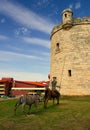 Old Tower in Varadero with the sculpture of Don Quixote. Cuba.